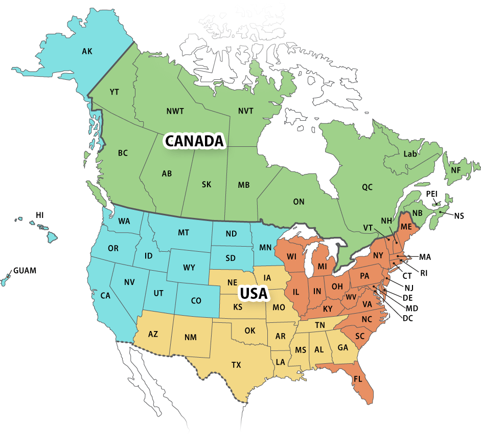 ERLPhase Sales Regions - North America Map